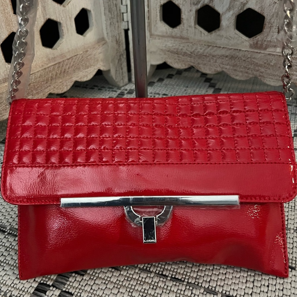 LODIS Red Patent Leather Crossbody Bag